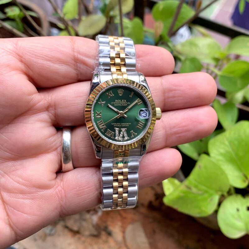 Rolex Oyster Perpetual Datejust Green Dial Dual Tone Bracelet Strap Swiss Automatic Watch