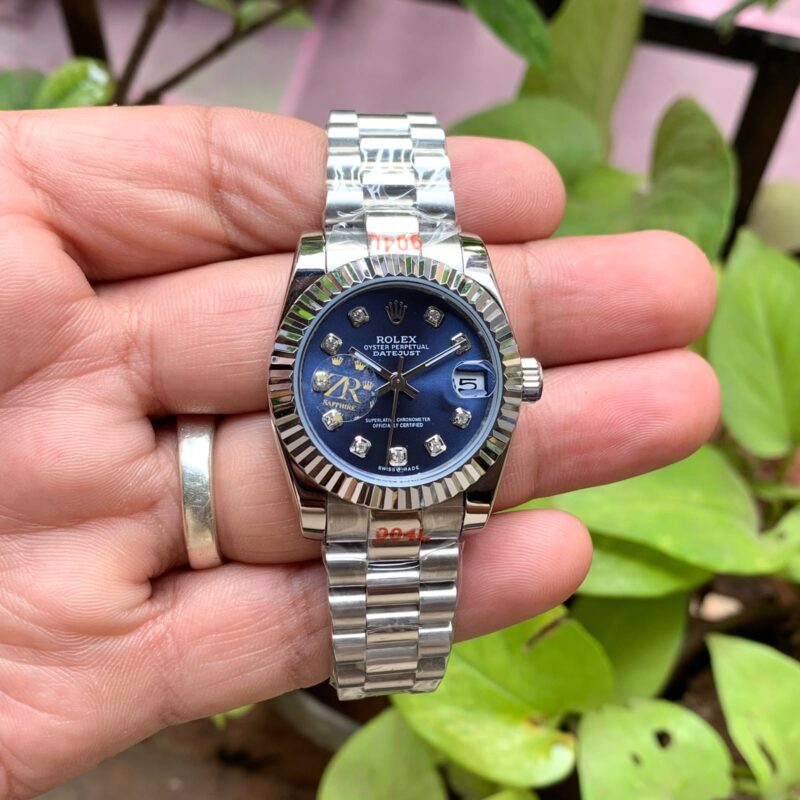 Rolex Oyster Perpetual Datejust Blue Dial Stainless Steel  Bracelet Strap Swiss Automatic Watch