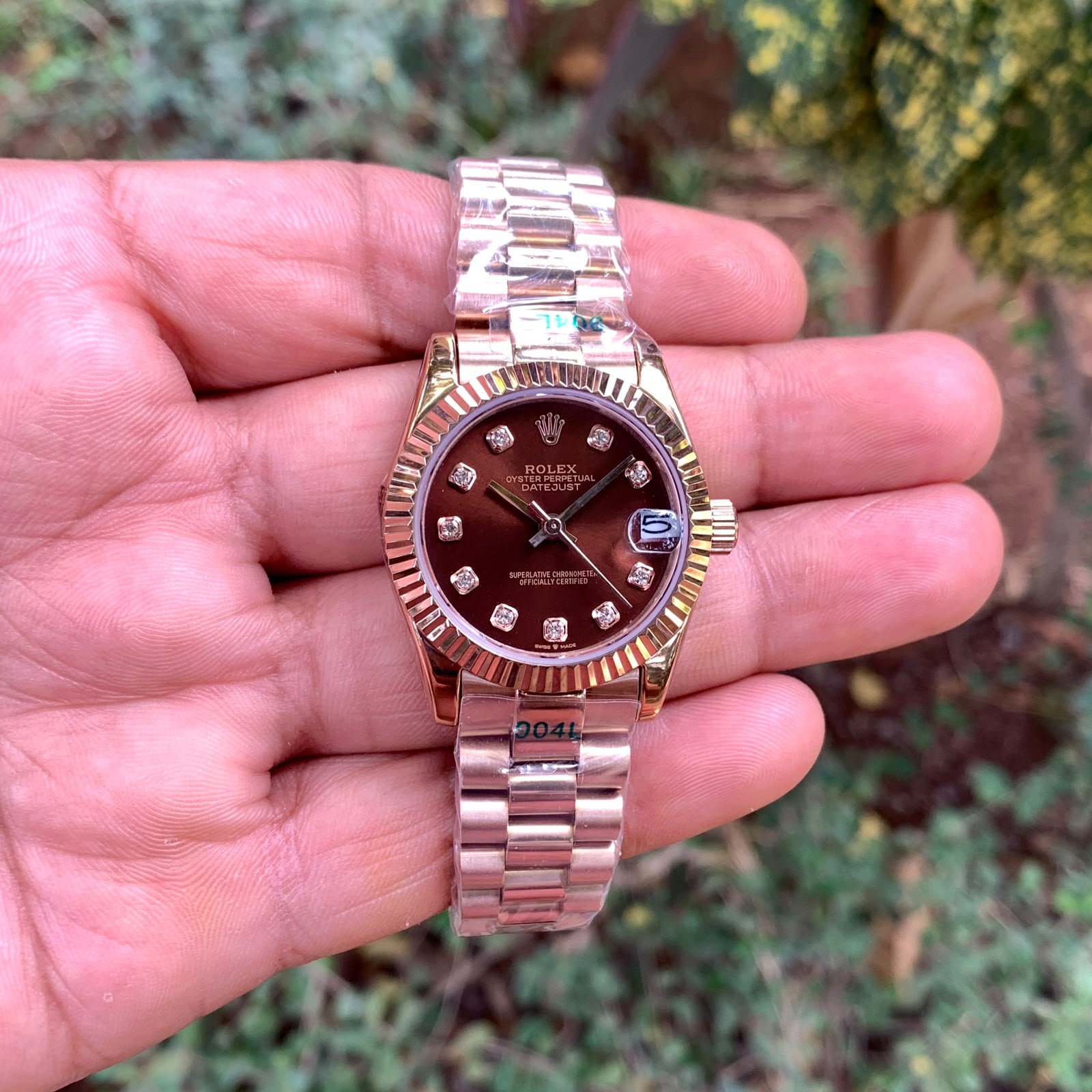 Rolex Oyster Perpetual Datejust Maroon Dial Rose Gold Bracelet Strap Swiss Automatic Watch