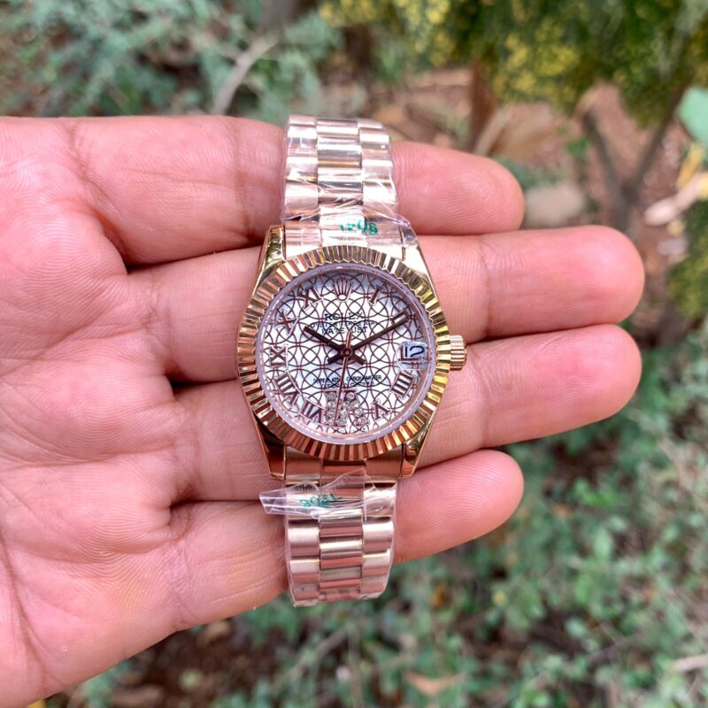 Rolex Datejust-style design Silver Dial Rose Gold Bracelet Strap Swiss Automatic Watch