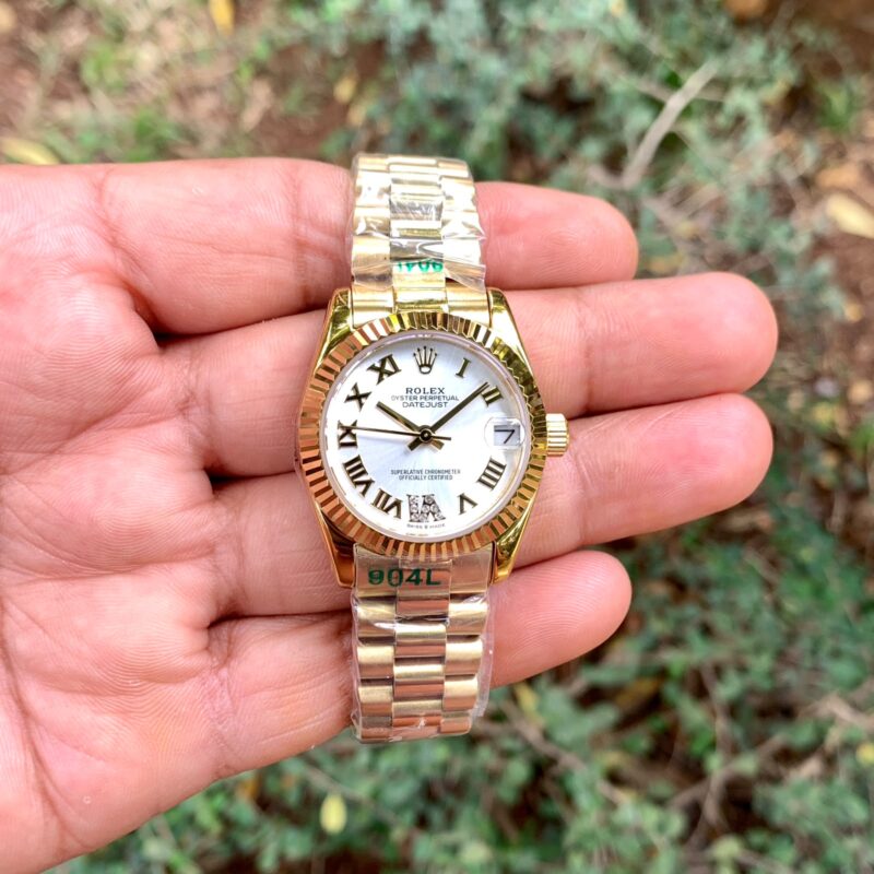 Rolex Datejust-style design White Dial Rose Gold Bracelet Strap Swiss Automatic Watch