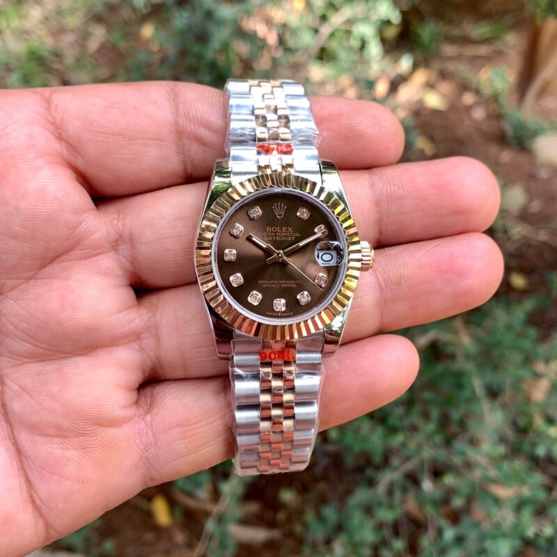 Rolex Datejust-style design Brown Dial Dual Tone Bracelet Strap Swiss Automatic Watch