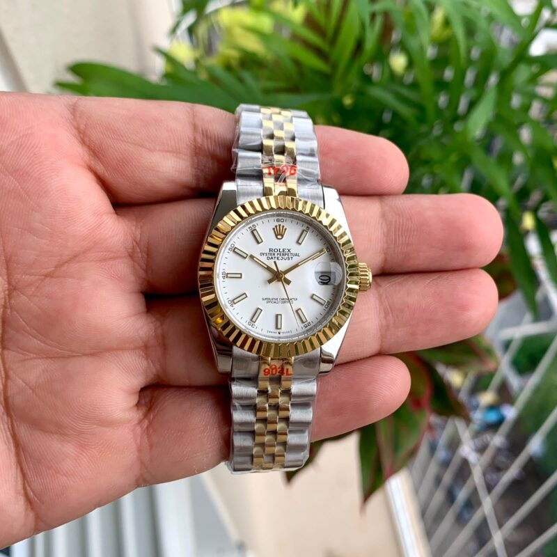 Rolex Datejust-style design White Dial Dual Tone Bracelet Strap Swiss Automatic Watch