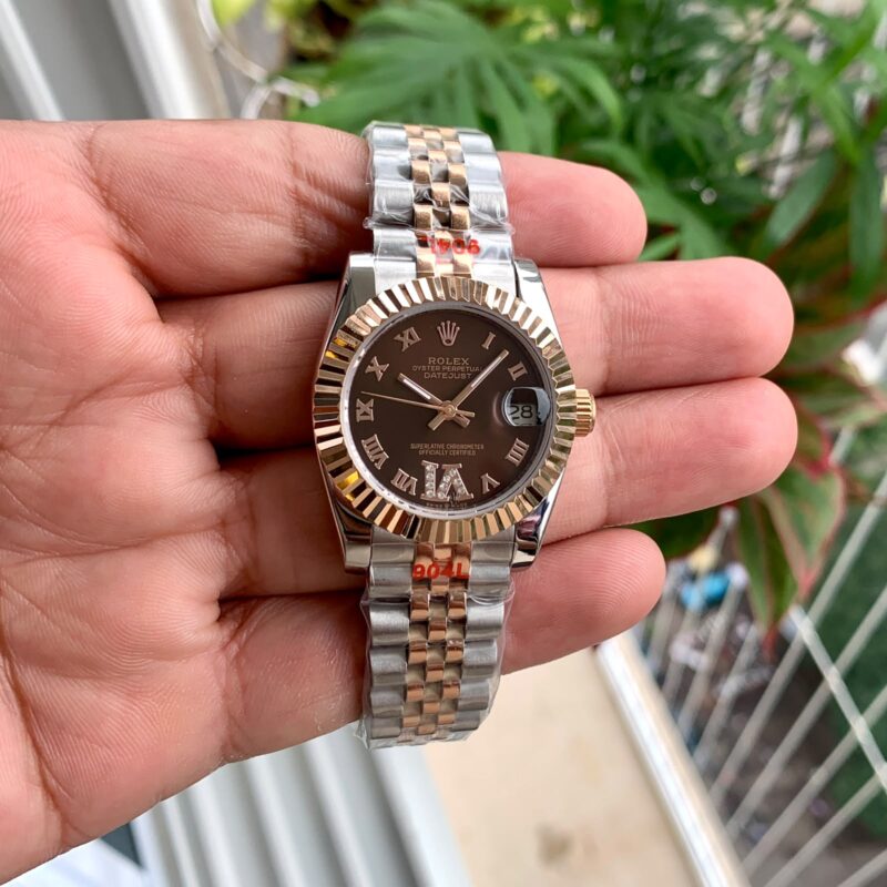 Rolex Datejust-style design Chocolate Brown Dial Dual Tone Bracelet Strap Swiss Automatic Watch