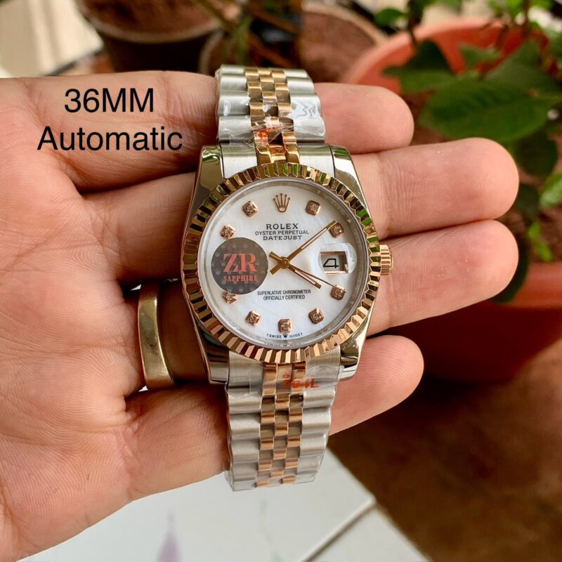 Rolex Datejust-style design White Dial Dual Tone Bracelet Strap Swiss Automatic Watch