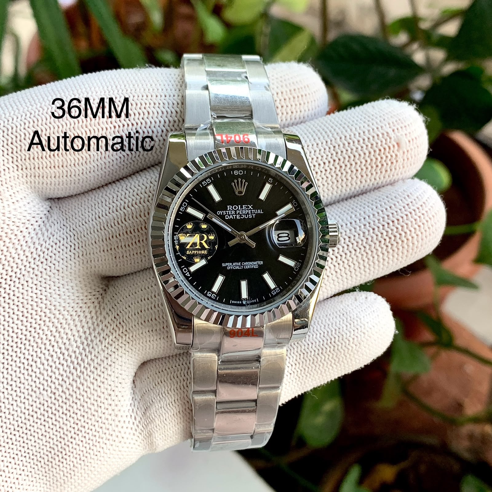 Rolex Datejust-style design Black Dial Stainless Steel Bracelet Strap Swiss Automatic Watch