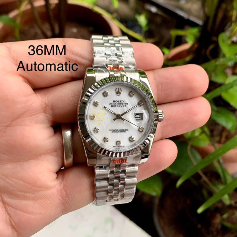 Rolex Datejust-style design White Dial Stainless Steel Mesh Bracelet Strap Swiss Automatic Watch