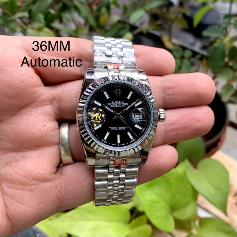 Rolex Datejust-style design Black Dial Stainless Steel Mesh Bracelet Strap Swiss Automatic Watch