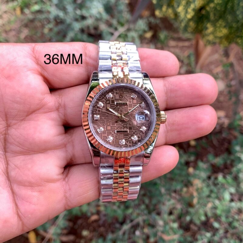 Rolex Datejust-style design Brown Dial Stainless Steel Mesh Bracelet Strap Swiss Automatic Watch