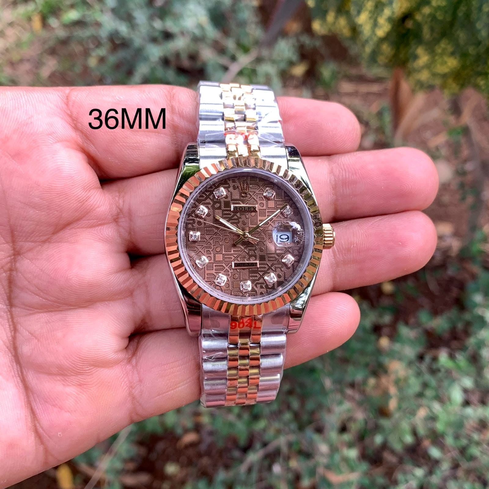 Rolex Datejust-style design Brown Dial Stainless Steel Mesh Bracelet Strap Swiss Automatic Watch