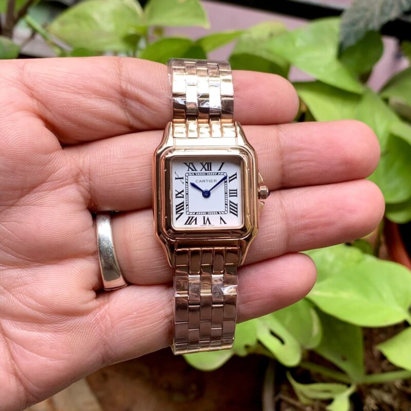 Cartier Panthere-style  White Dial Rose Gold Strap Swiss automatic watch