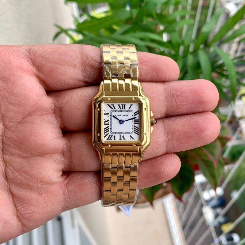 Cartier Panthere-style  White Dial Gold Strap Swiss automatic watch